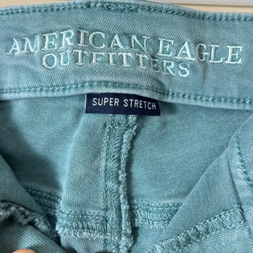 American Eagle Midi Shorts Womens 14 Teal Blue AEO Twill Super Stretch Chino - Picture 3 of 7